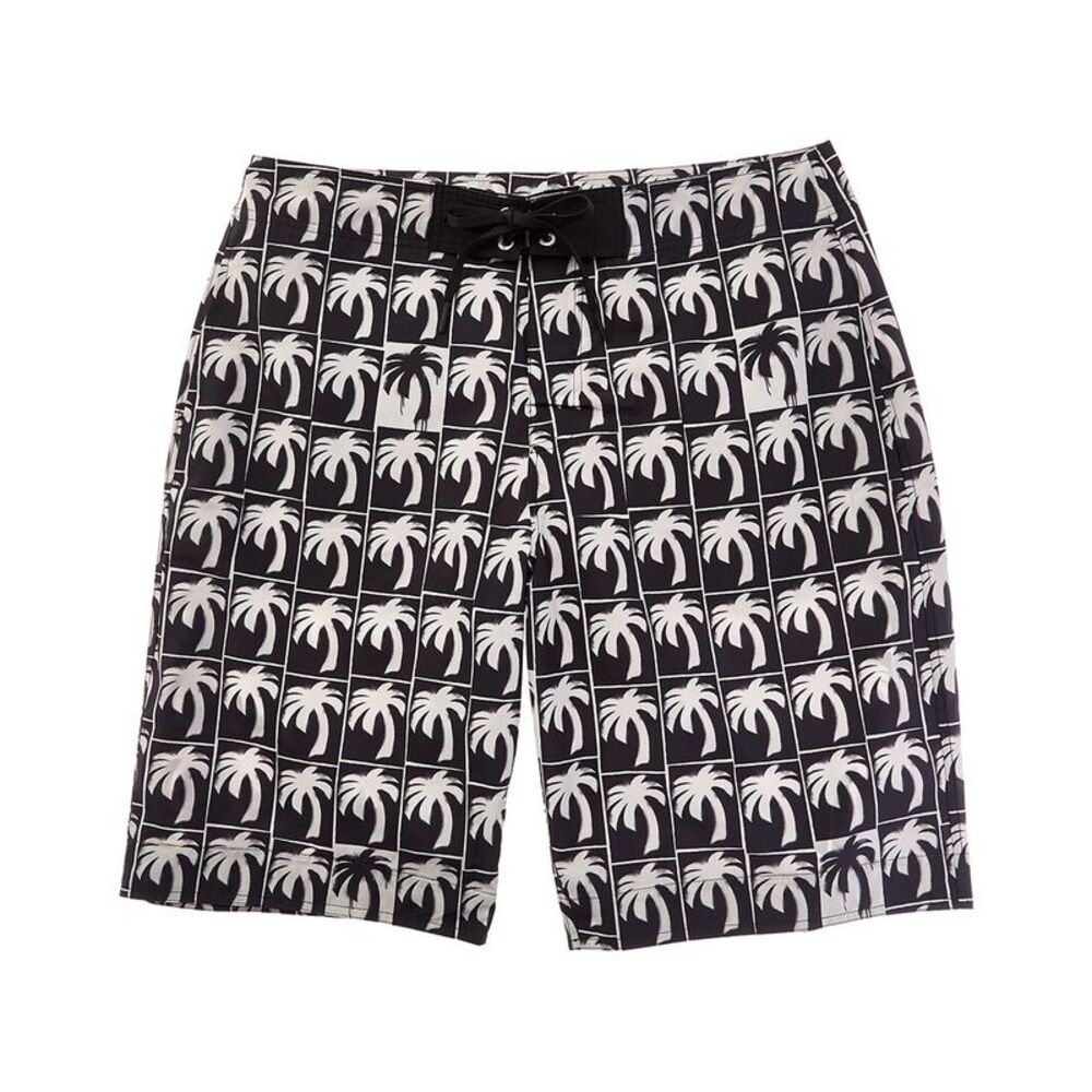 Palm Angels Mens  Dripping Palms Swim Trunk, Black